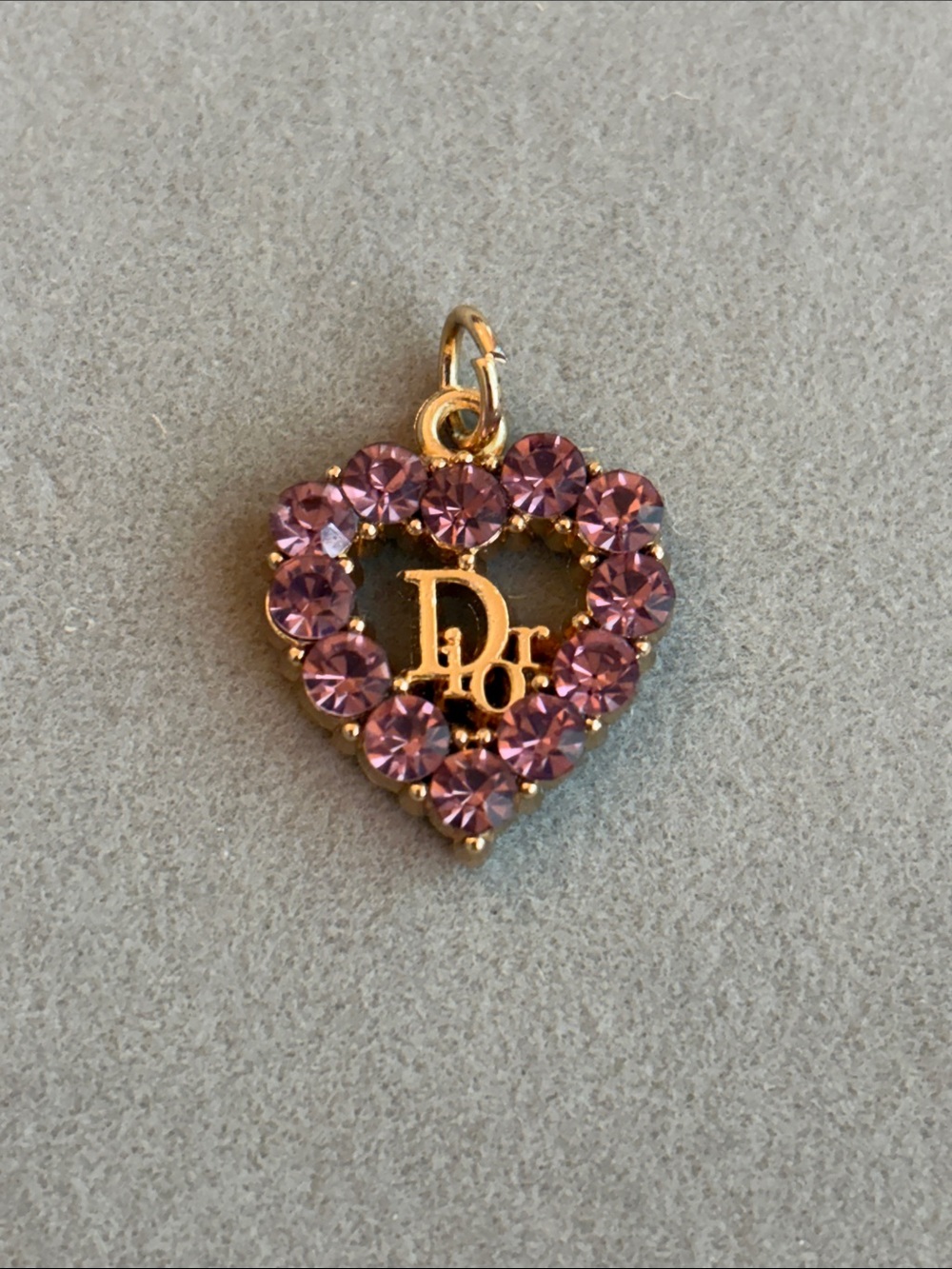 Gold Heart Pendant with Purple Crystal Accents
